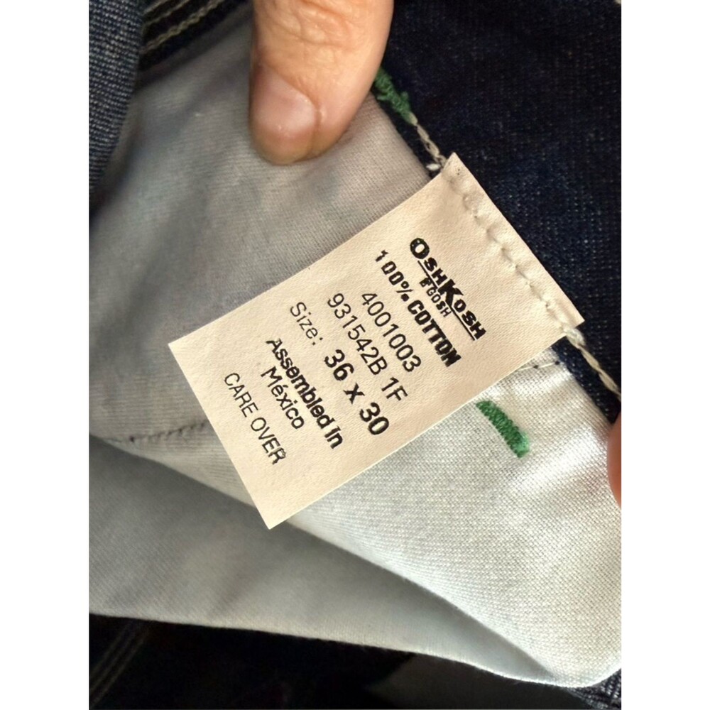 OshKosh Prewashed Denim Carpenter Jeans  Dark Wash Denim 36x30 NWOT - Picture 7 of 15